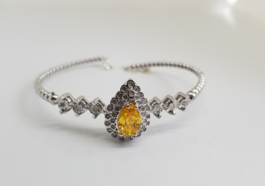 SİTRİN VE ELMAS TAŞLI ÖZEL YAPIM BİLEKLİK