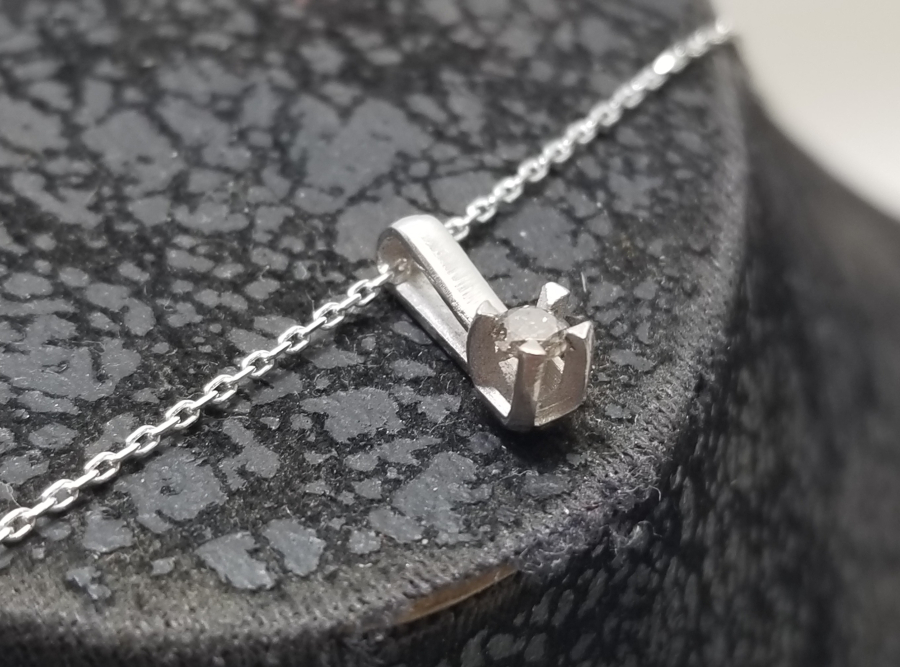 PIRLANTA TAŞLI ÖZEL YAPIM GÜMÜŞ KOLYE