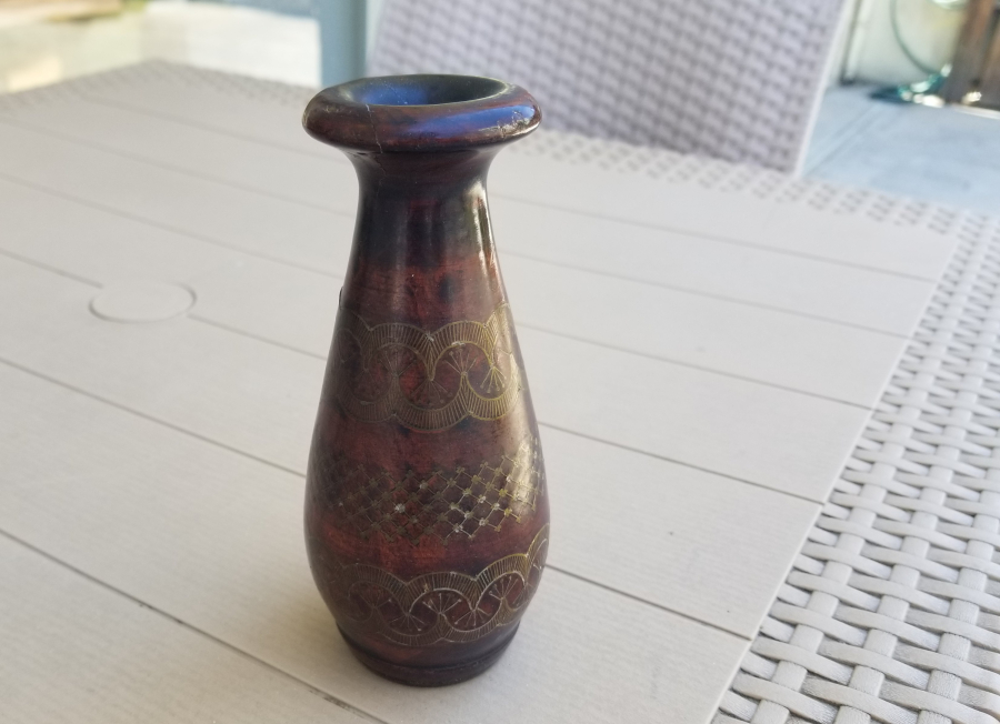 ÜZERİ İŞLEMELİ OSMANLI DÖNEMİ AFYON AHŞAP VAZO