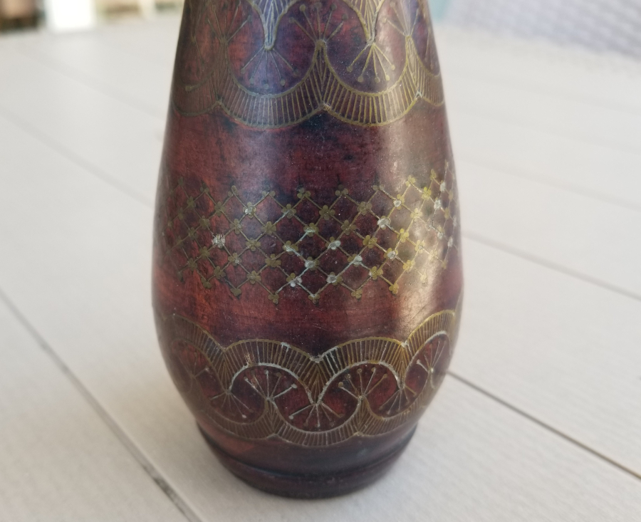 ÜZERİ İŞLEMELİ OSMANLI DÖNEMİ AFYON AHŞAP VAZO