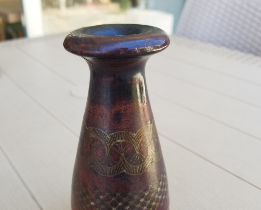 ÜZERİ İŞLEMELİ OSMANLI DÖNEMİ AFYON AHŞAP VAZO