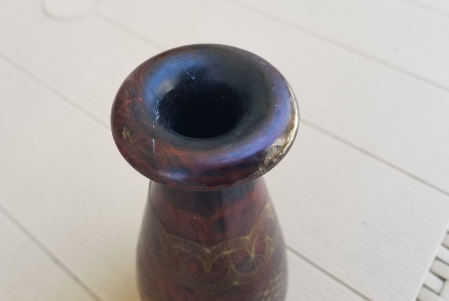 ÜZERİ İŞLEMELİ OSMANLI DÖNEMİ AFYON AHŞAP VAZO