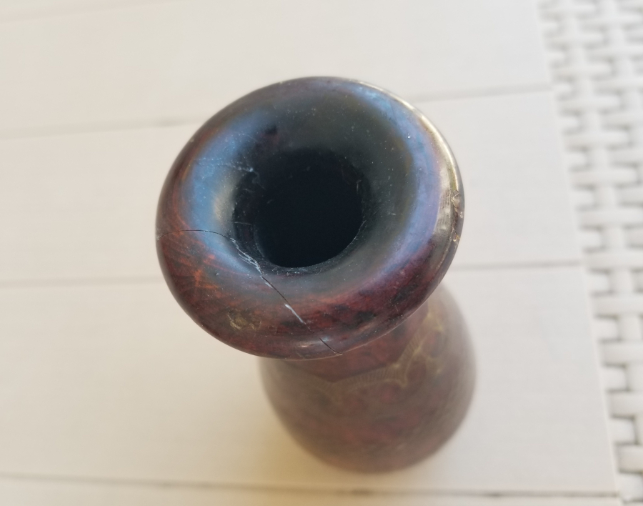 ÜZERİ İŞLEMELİ OSMANLI DÖNEMİ AFYON AHŞAP VAZO