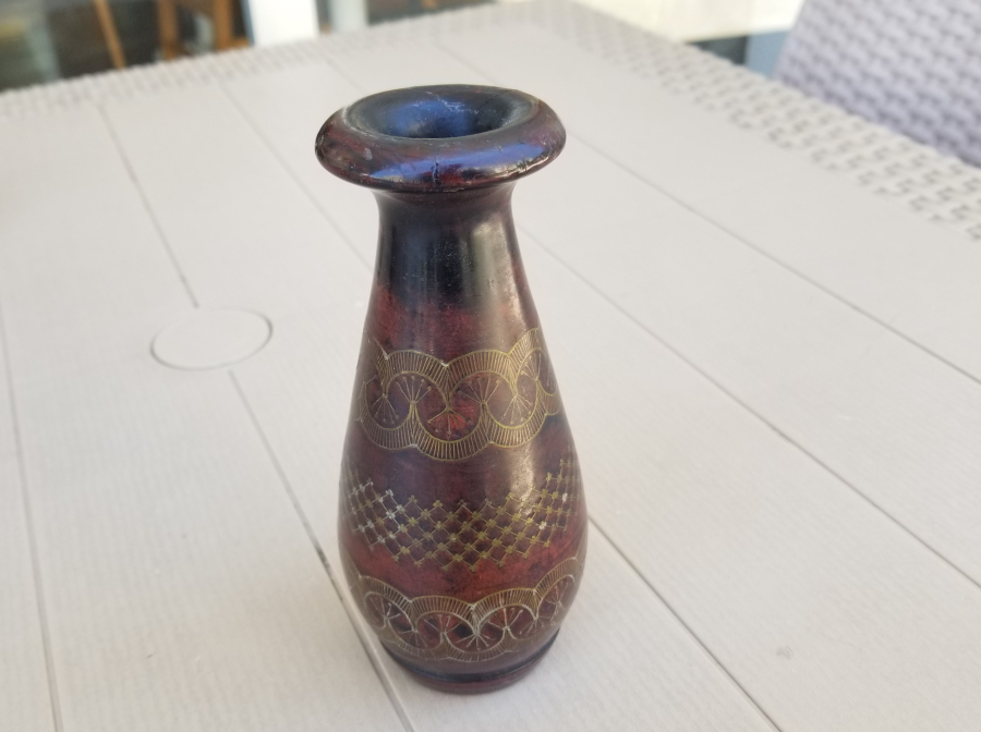 ÜZERİ İŞLEMELİ OSMANLI DÖNEMİ AFYON AHŞAP VAZO