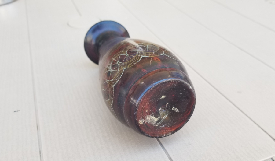 ÜZERİ İŞLEMELİ OSMANLI DÖNEMİ AFYON AHŞAP VAZO