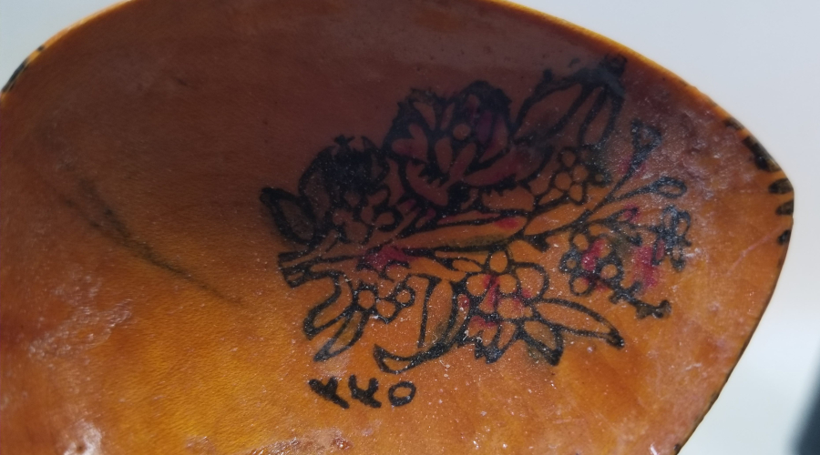 ÜZERİ TARİHLİ EL BOYAMA OSMANLI DÖNEMİ TAHTA KAŞIK