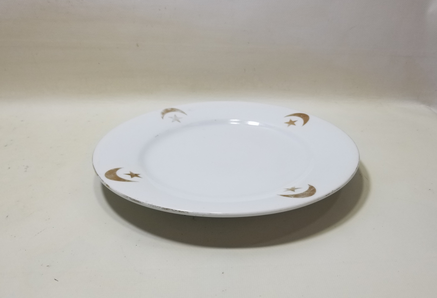 ÜZERİ AY YILDIZ FİGÜRLÜ OSMANLI DÖNEMİ PORSELEN TABAK