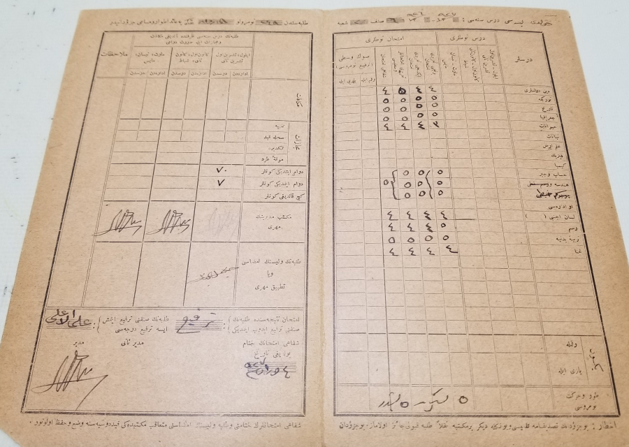 OSMANLICA YAZILI NADİR OKUL KARNESİ