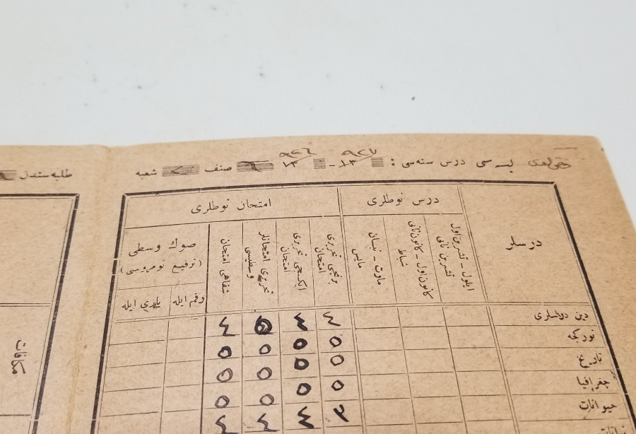 OSMANLICA YAZILI NADİR OKUL KARNESİ