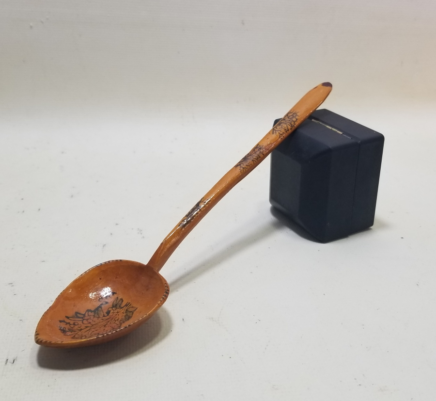 ÜZERİ TARİHLİ EL BOYAMA OSMANLI DÖNEMİ TAHTA KAŞIK