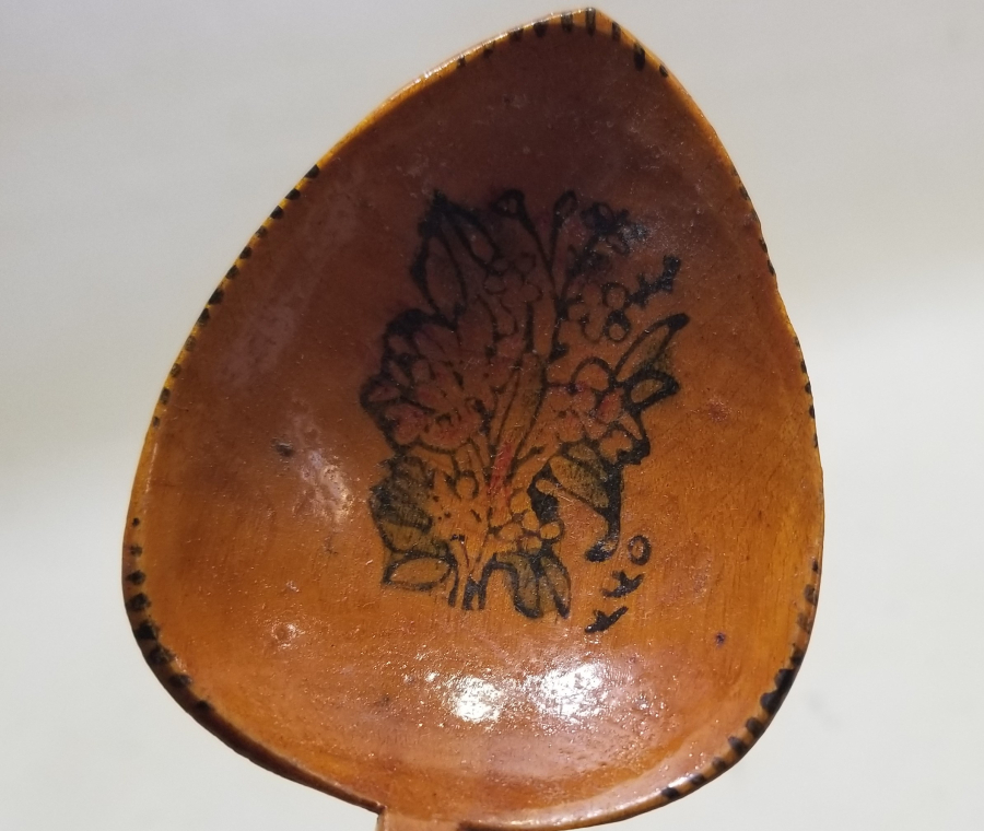 ÜZERİ TARİHLİ EL BOYAMA OSMANLI DÖNEMİ TAHTA KAŞIK