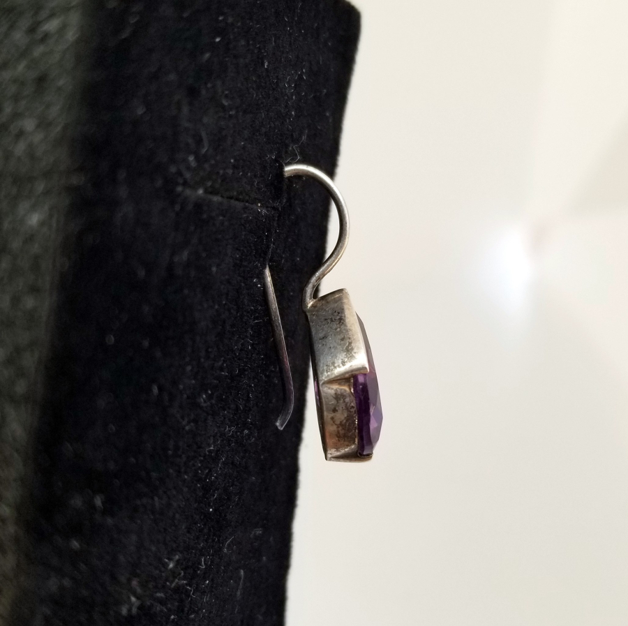 AMETİST TAŞLI GÜMÜŞ KÜPE