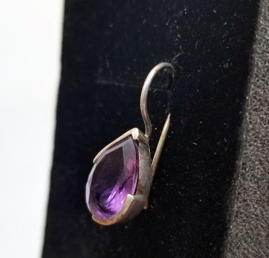 AMETİST TAŞLI GÜMÜŞ KÜPE