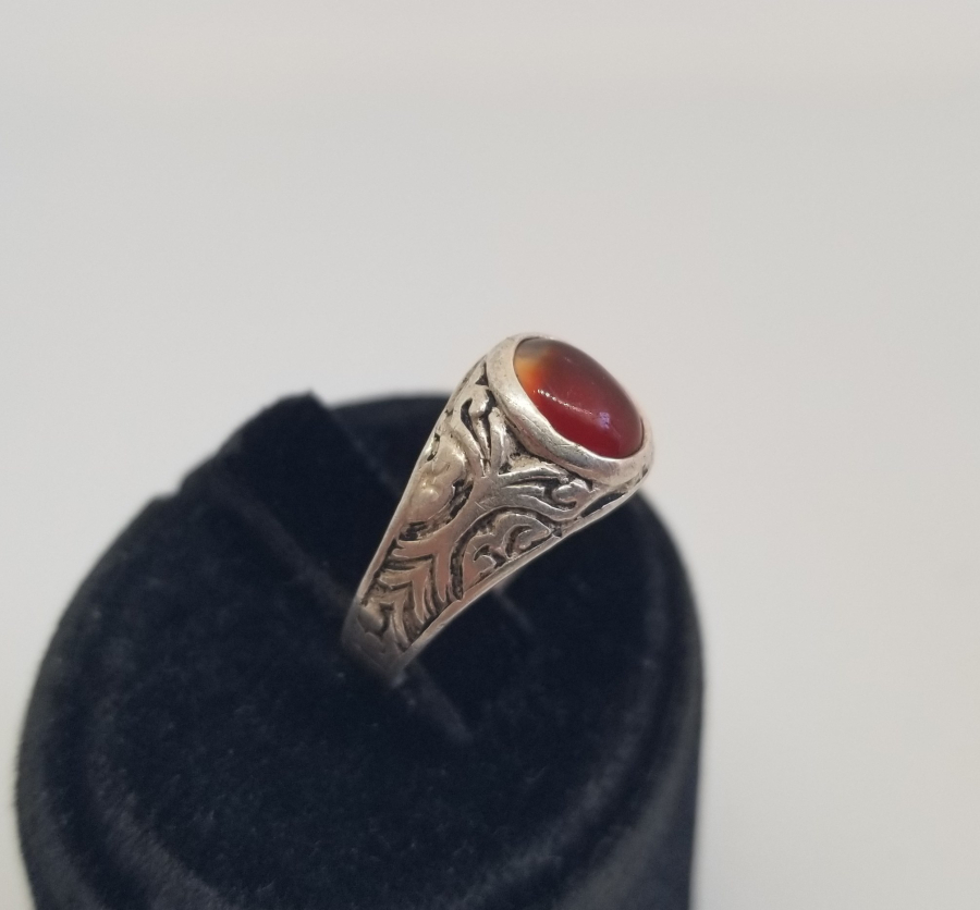 KABARTMA İŞÇİLİKLİ VE AKİK TAŞLI HAC HATIRASI GÜMÜŞ YÜZÜK