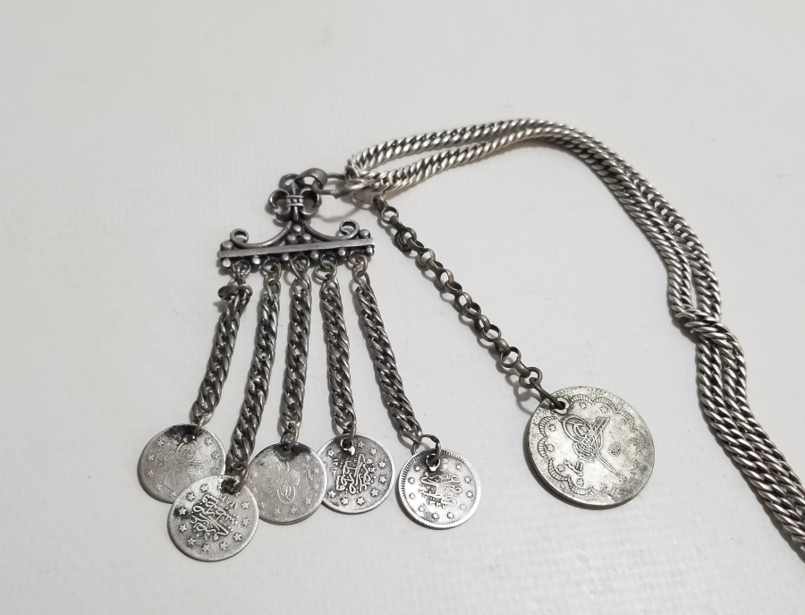 MİNELİ SÜRGÜLÜ OSMANLI DÖNEMİ İPEK ZİNCİRLİ GÜMÜŞ CEP SAATİ KÖSTEĞİ