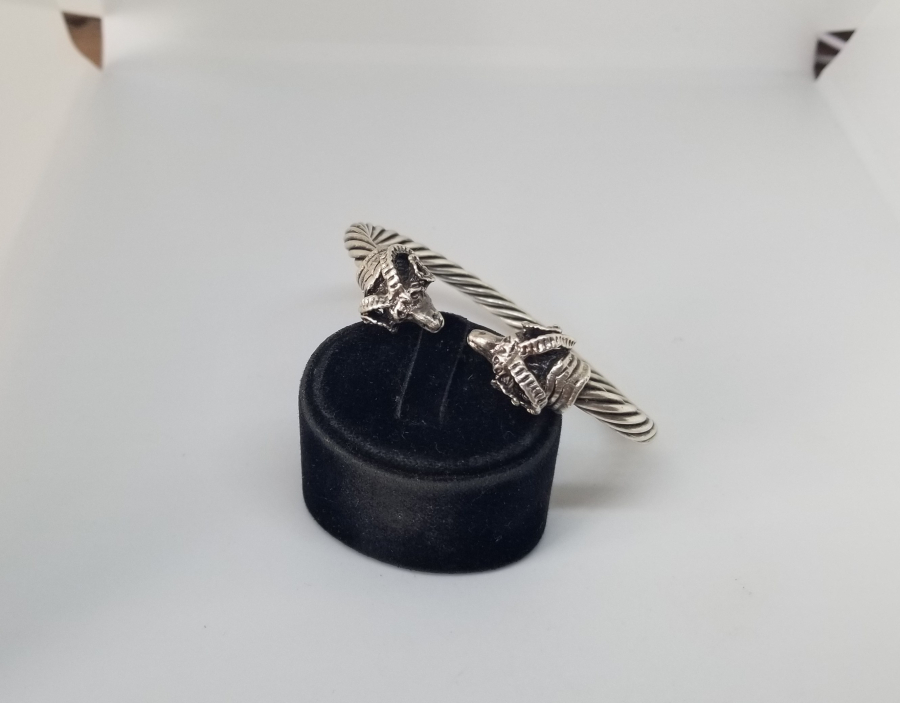 ÖZEL YAPIM KOÇ BAŞLI GÜMÜŞ BİLEZİK - BİLEKLİK