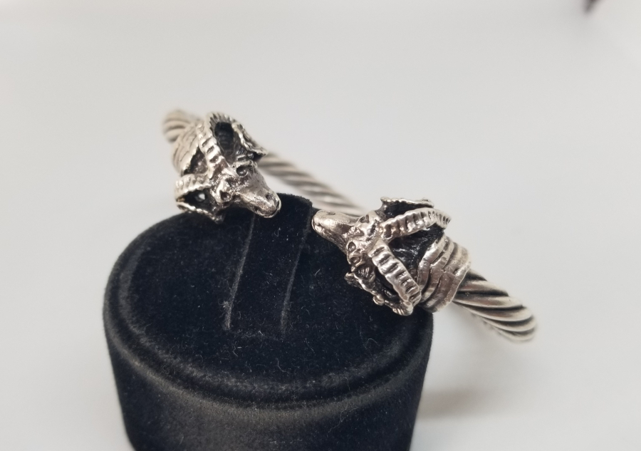 ÖZEL YAPIM KOÇ BAŞLI GÜMÜŞ BİLEZİK - BİLEKLİK