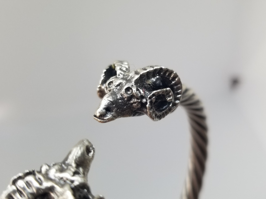 ÖZEL YAPIM KOÇ BAŞLI GÜMÜŞ BİLEZİK - BİLEKLİK