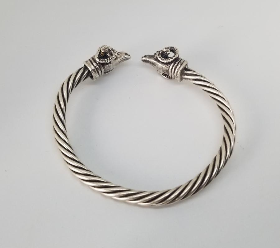 ÖZEL YAPIM KOÇ BAŞLI GÜMÜŞ BİLEZİK - BİLEKLİK