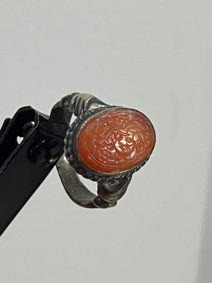 AKİK TAŞLI OSMANLI DÖNEMİ ÜZERİ YAZILI GÜMÜŞ YÜZÜK