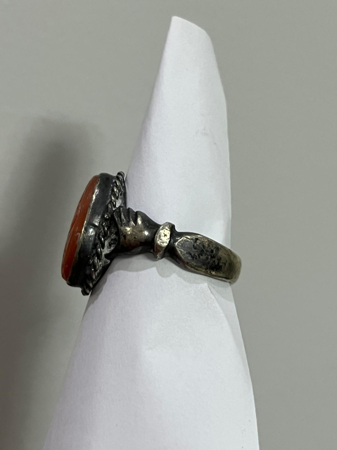 AKİK TAŞLI OSMANLI DÖNEMİ ÜZERİ YAZILI GÜMÜŞ YÜZÜK