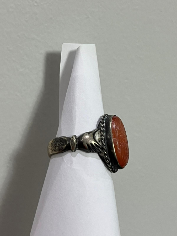 AKİK TAŞLI OSMANLI DÖNEMİ ÜZERİ YAZILI GÜMÜŞ YÜZÜK