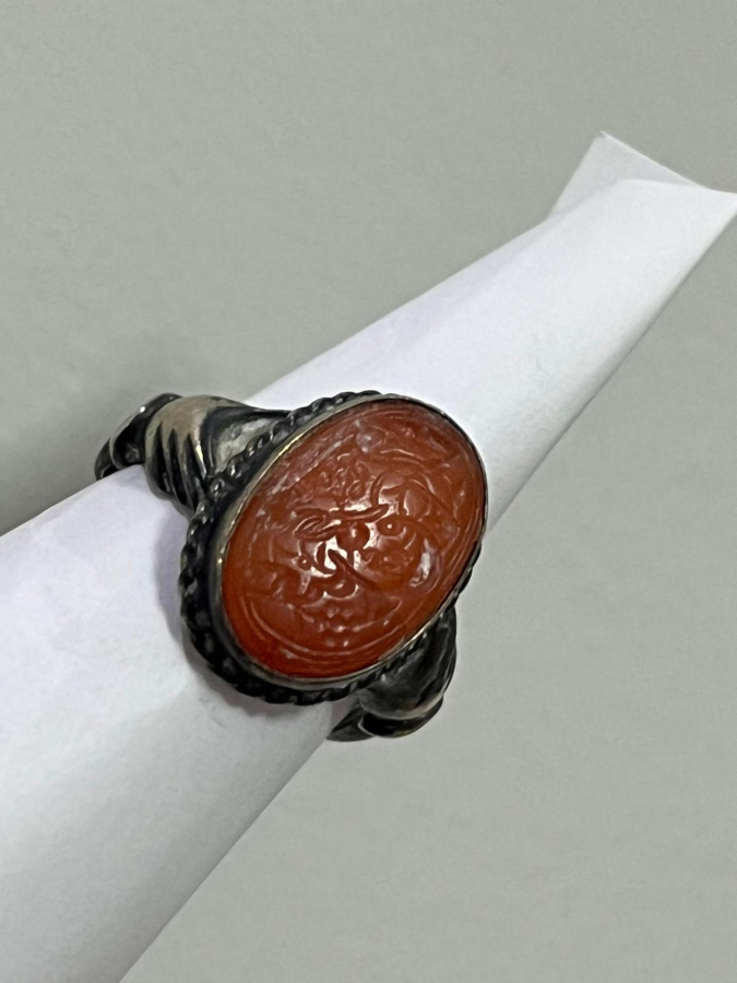 AKİK TAŞLI OSMANLI DÖNEMİ ÜZERİ YAZILI GÜMÜŞ YÜZÜK