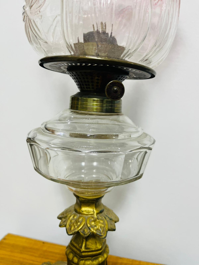 ALTIN VERMEYLİ BRONZ AYAKLI NADİR TİPTE OSMANLI DÖNEMİ GAZ LAMBASI