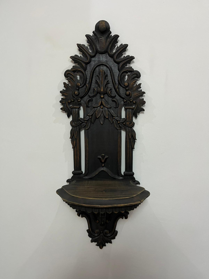 EL OYMA İŞÇİLİKLİ ANTİKA AHŞAP LAMBALIK - KAVUKLUK