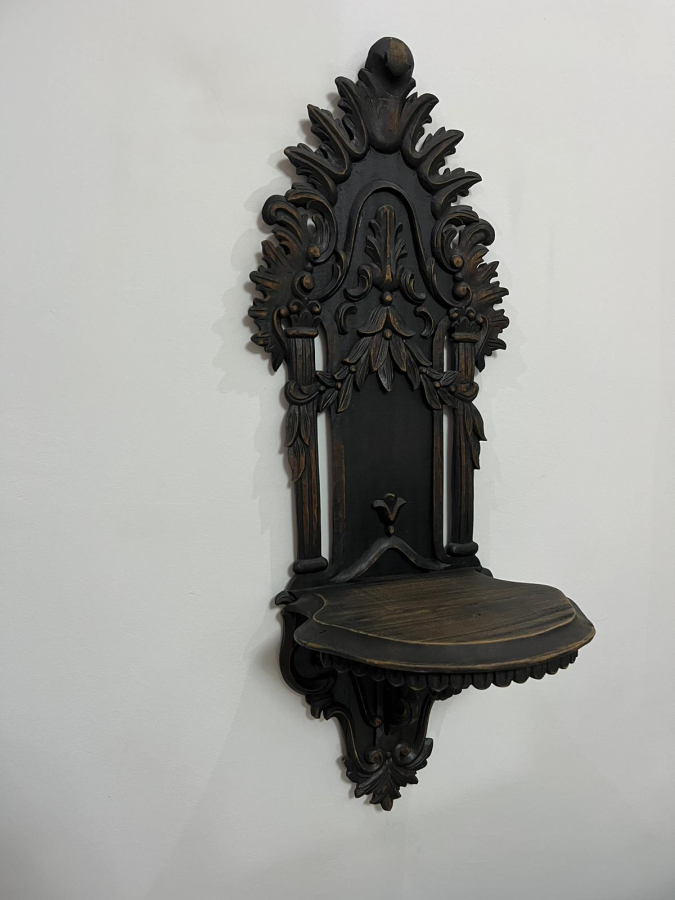 EL OYMA İŞÇİLİKLİ ANTİKA AHŞAP LAMBALIK - KAVUKLUK