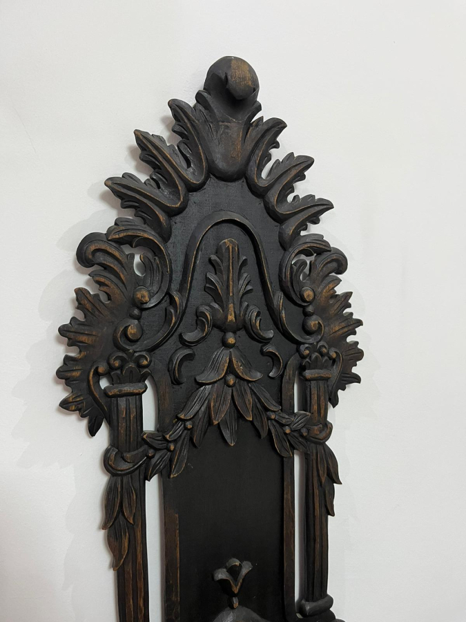 EL OYMA İŞÇİLİKLİ ANTİKA AHŞAP LAMBALIK - KAVUKLUK