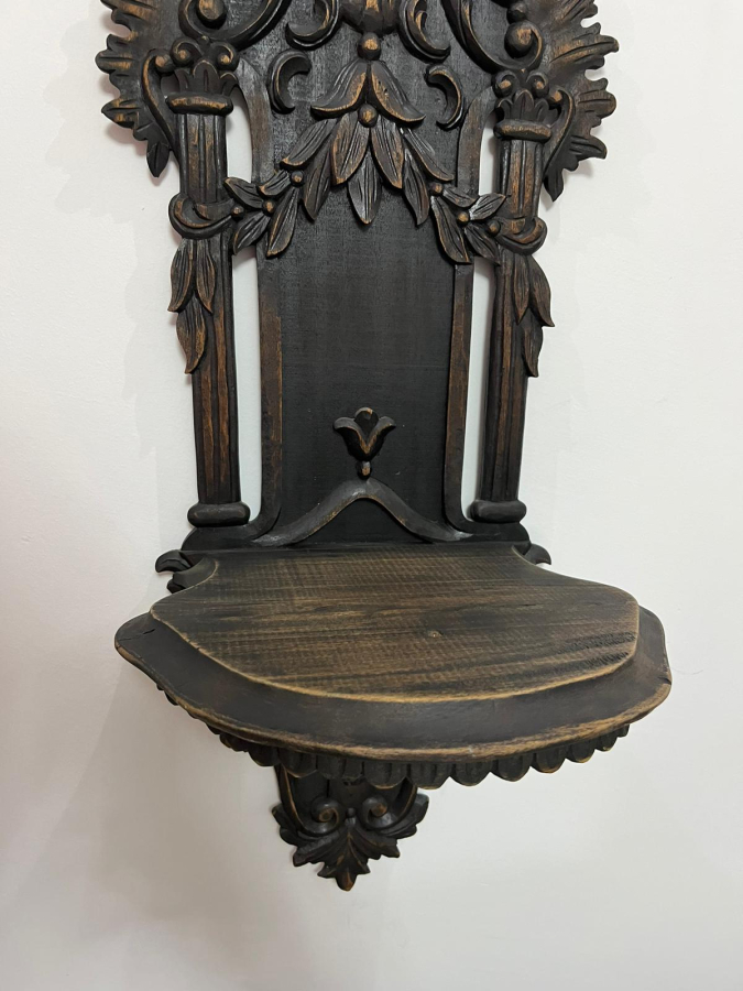 EL OYMA İŞÇİLİKLİ ANTİKA AHŞAP LAMBALIK - KAVUKLUK