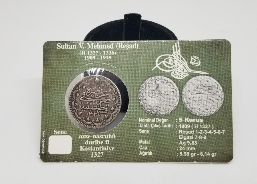 SULTAN MEHMET REŞAT HAN DÖNEMİ GÜMÜŞ 5 KURUŞ MECİDİYE