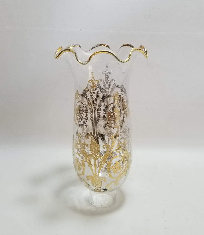 ÜZERİ ALTIN VARAKLI ANTİKA GAZ LAMBASI CAMI