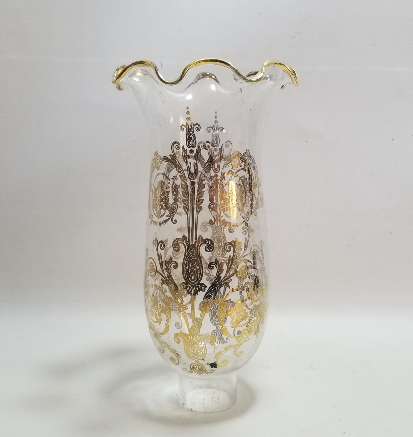 ÜZERİ ALTIN VARAKLI ANTİKA GAZ LAMBASI CAMI