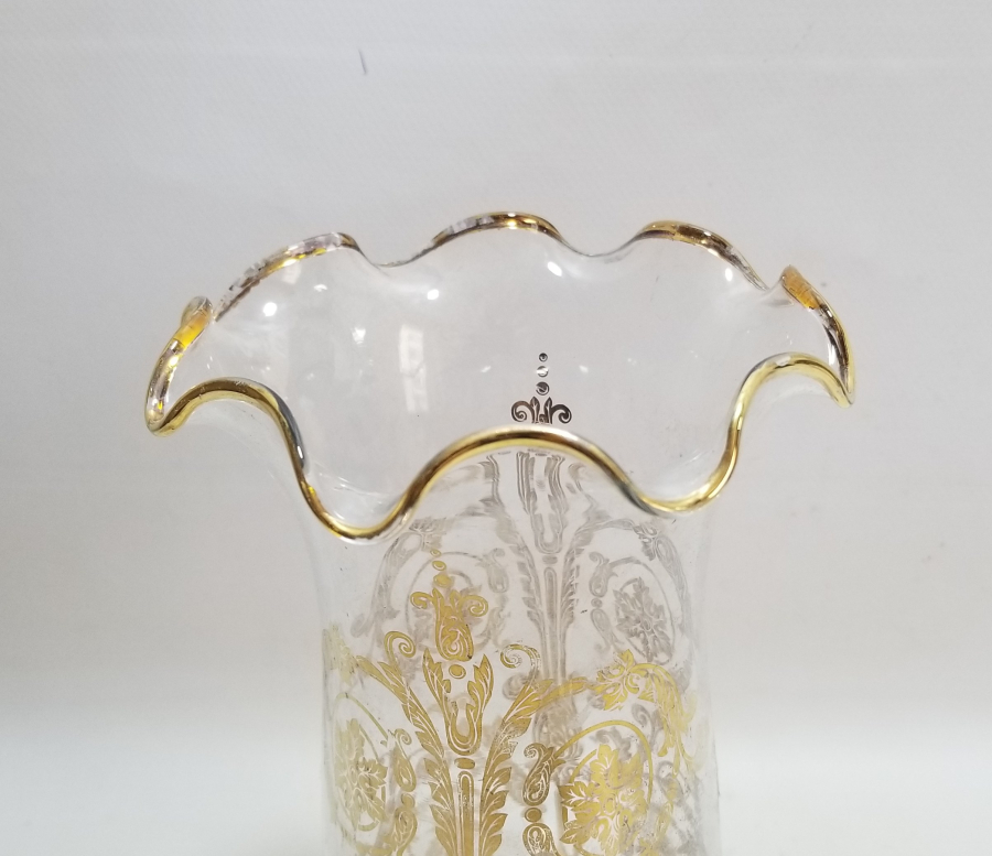 ÜZERİ ALTIN VARAKLI ANTİKA GAZ LAMBASI CAMI