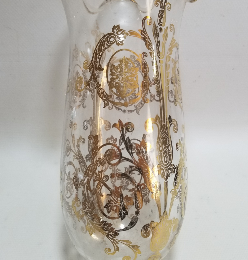 ÜZERİ ALTIN VARAKLI ANTİKA GAZ LAMBASI CAMI