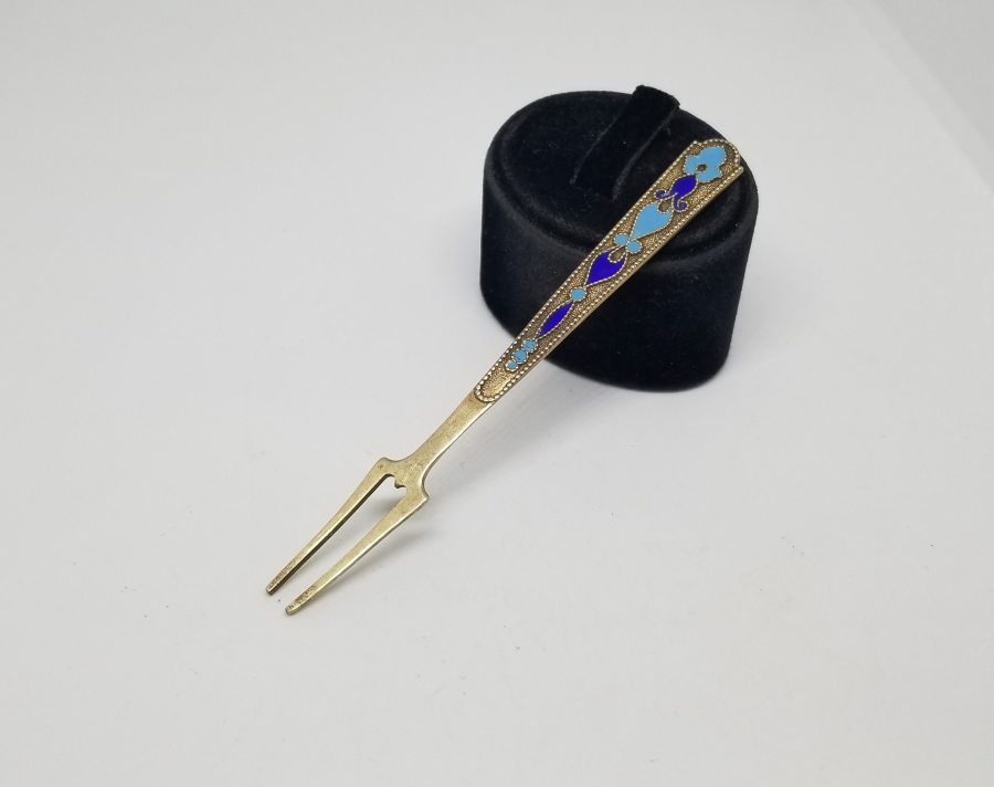 ORAK ÇEKİÇ DAMGALI ANTİKA MİNELİ RUS GÜMÜŞ PEYNİR ÇATALI