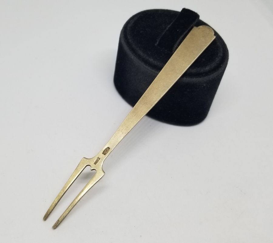 ORAK ÇEKİÇ DAMGALI ANTİKA MİNELİ RUS GÜMÜŞ PEYNİR ÇATALI