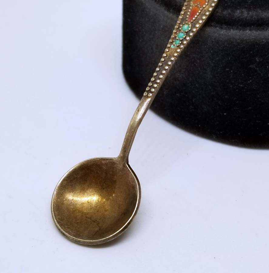 ORAK ÇEKİÇ DAMGALI ANTİKA RUS GÜMÜŞ HAYVAR KAŞIĞI