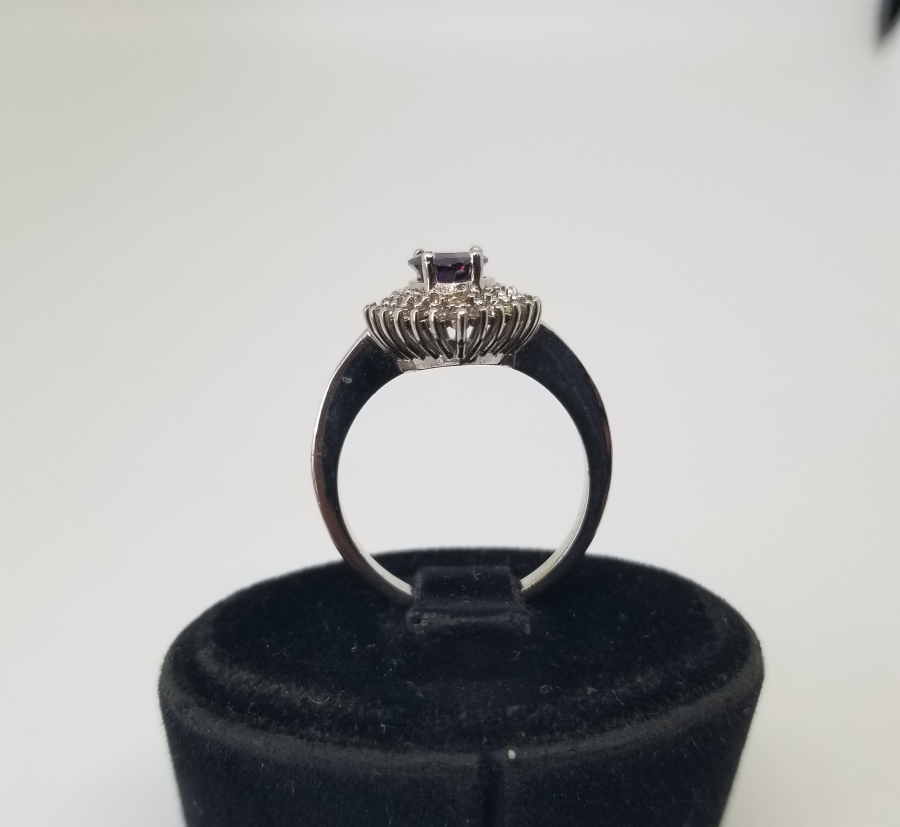 PIRLANTA VE AMETİST TAŞLI DİKENLİ DAMLA MODEL YÜZÜK