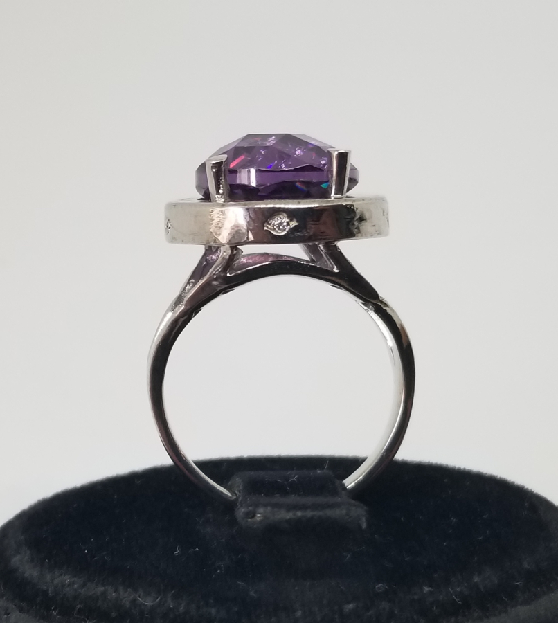 PIRLANTA VE AMETİST TAŞLI FASETA KESİM YÜZÜK