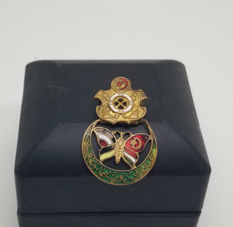 1. DÜNYA SAVAŞI DÖNEMİ OSMANLI DONANMA CEMİYETİ YAZILI MİNELİ İTTİFAK ROZET