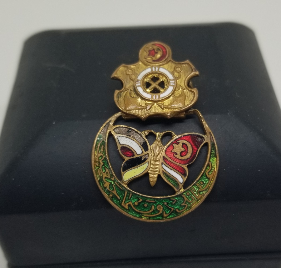 1. DÜNYA SAVAŞI DÖNEMİ OSMANLI DONANMA CEMİYETİ YAZILI MİNELİ İTTİFAK ROZET