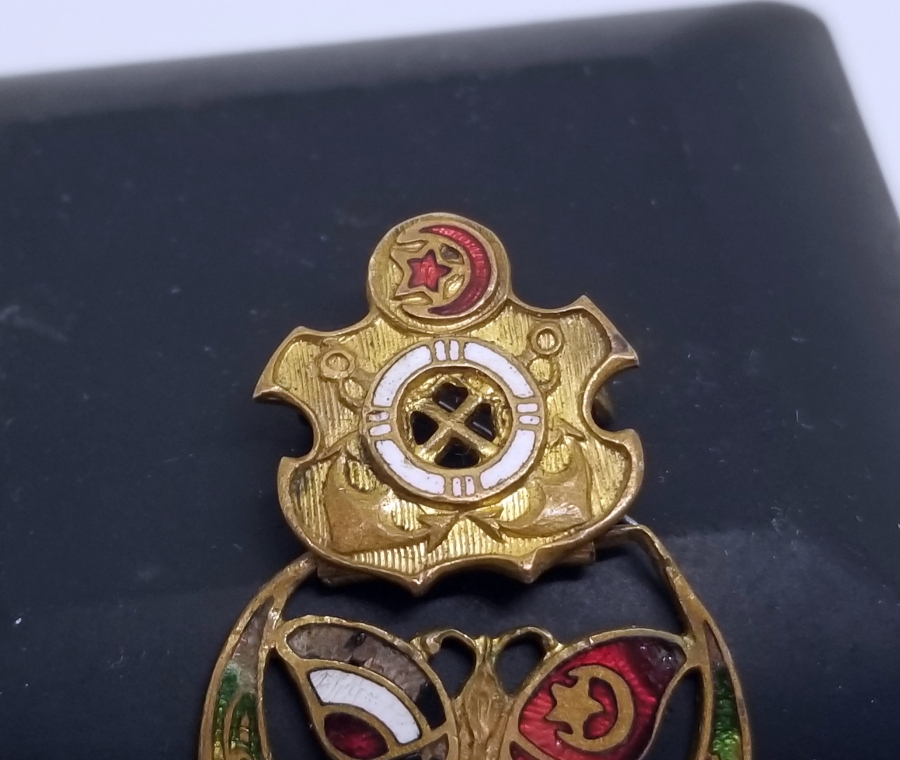 1. DÜNYA SAVAŞI DÖNEMİ OSMANLI DONANMA CEMİYETİ YAZILI MİNELİ İTTİFAK ROZET