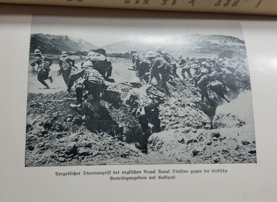 1. DÜNYA SAVAŞI DÖNEMİ İÇİ GRAVÜRLÜ ÇANAKKALE CEPHESİ KONULU ALMAN BASKISI KİTAP