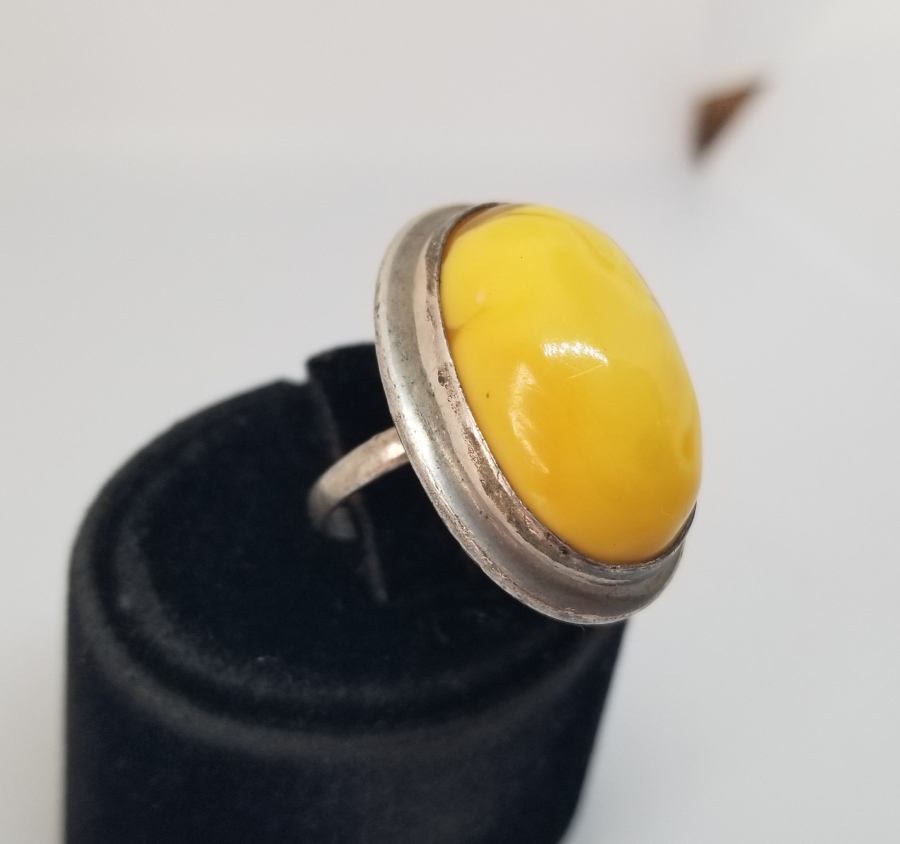 KAYA DAMLA KEHRİBARDAN ÖZEL YAPIM GÜMÜŞ YÜZÜK