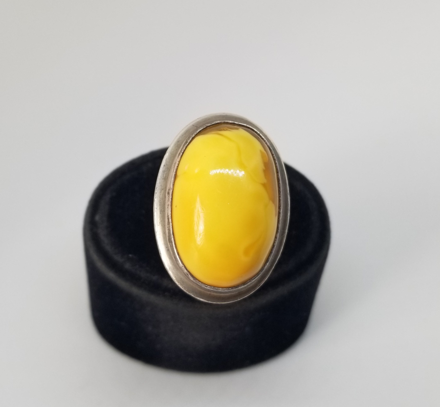 KAYA DAMLA KEHRİBARDAN ÖZEL YAPIM GÜMÜŞ YÜZÜK