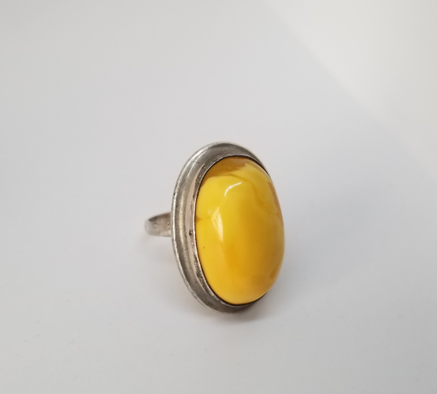 KAYA DAMLA KEHRİBARDAN ÖZEL YAPIM GÜMÜŞ YÜZÜK