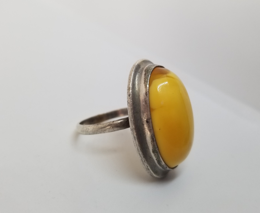 KAYA DAMLA KEHRİBARDAN ÖZEL YAPIM GÜMÜŞ YÜZÜK